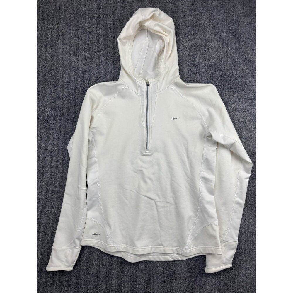Nike Hoodie Womerns Large White NikeFIT Half Zip Fleece Pullover Running